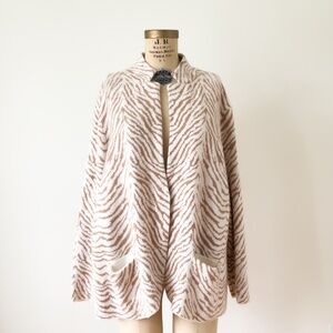 Maeve by Anthropologie Zebra Print Wool Blend Sasha Cardigan Sweater - 3X